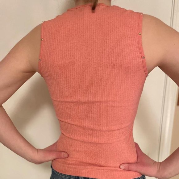 Peach Rhinestone Top Vtg 90s bebe - Picture 2 of 4